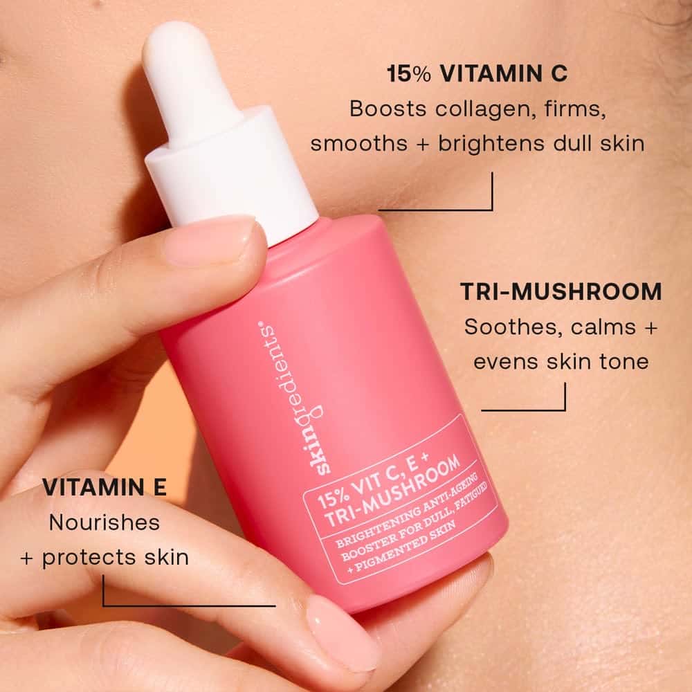 Skin Ingredients - 15% Vit C, E + Tri-Mushroom Booster - Image 3