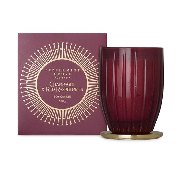 Peppermint Grove Champagne And Red Raspberry Large Candle 370G